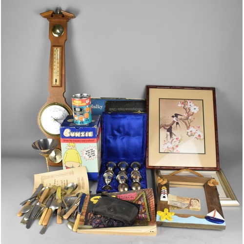 458 - A Collection of Sundries to include Modern Wheel Barometer with Thermometer, Framed Pictures and Pri... 