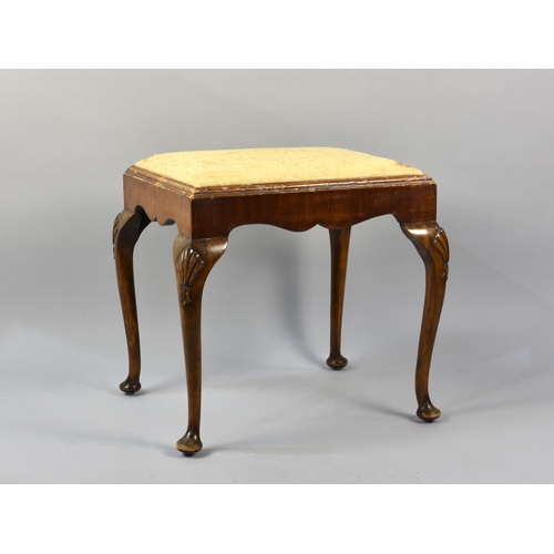 477 - A Mid 20th Century Walnut Piano Stool with Cabriole Legs, 53cms Wide