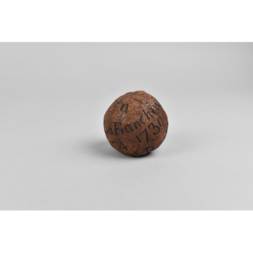 48 - A Dried Citrus with Inscription 'Given By Mr P Lu Franchini Nov 4 1739 to Miss E Baxter'