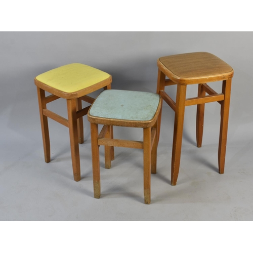 480 - Three Mid 20th Century Kitchen Stools, Tallest 63cms High