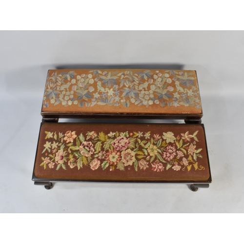 481 - Two Early/Mid 20th Century Tapestry Topped Duet Stools, Both with Cabriole Supports and One with Cla... 