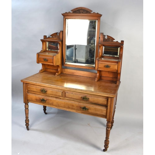 487 - A Late Victorian/Edwardian Dressing Table, Base with two Short and One Long Drawers on Turned Suppor... 