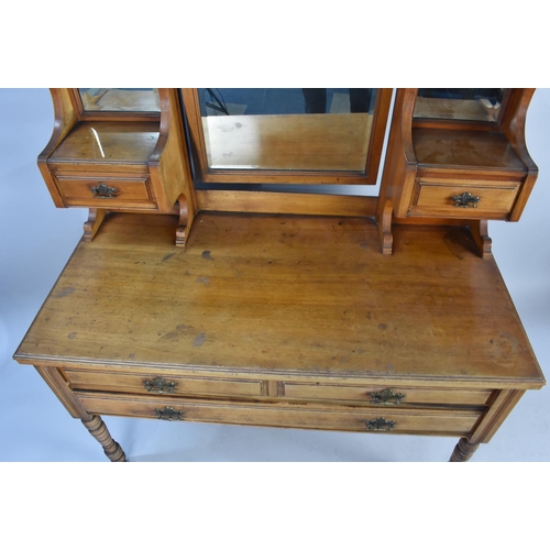 487 - A Late Victorian/Edwardian Dressing Table, Base with two Short and One Long Drawers on Turned Suppor... 