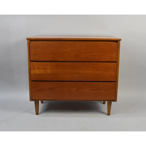 490 - A 1970s Three Drawer Chest, Drawers Somewhat Sticky, 76cms Wide