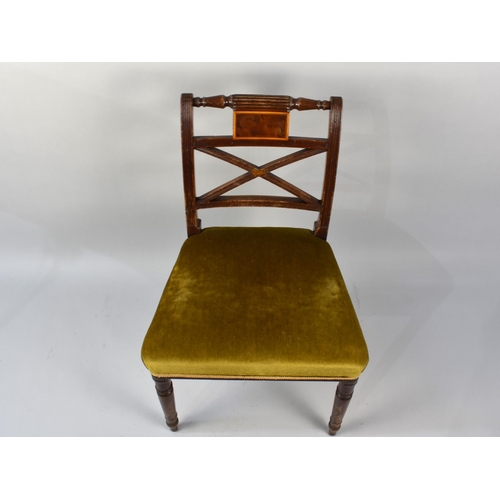 492 - A Single Inlaid Side Chair, Condition Issues