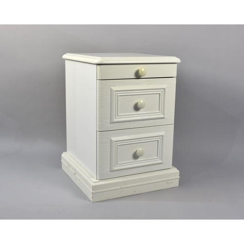 497 - A Modern Cream painted Two Drawer Bedside Chest with Top Slide, 42cms Wide