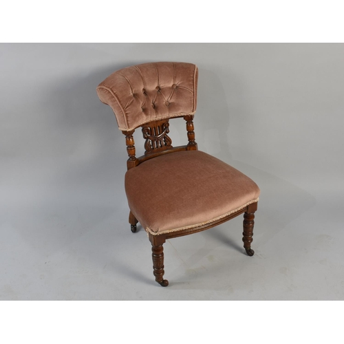 512 - A Late Victorian Ladies Nursing Chair with button Upholstered Back Rest