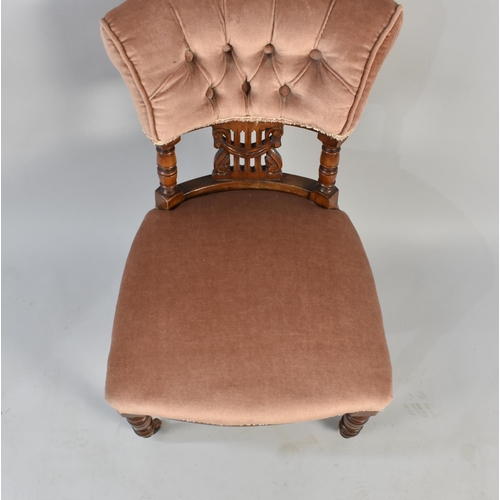 512 - A Late Victorian Ladies Nursing Chair with button Upholstered Back Rest