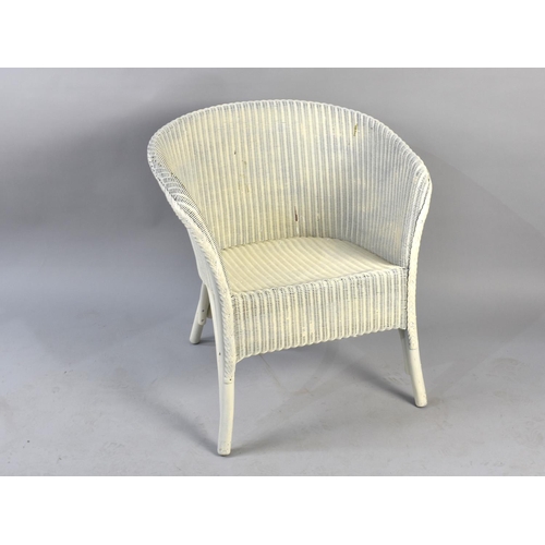 514 - A Lloyd Loom Tub Armchair Painted Cream