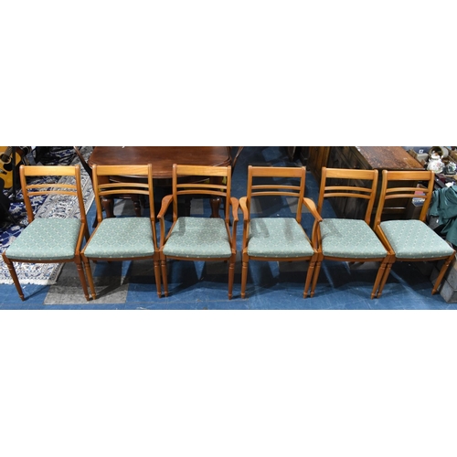 515 - A Set of Six Modern Ladder Back Dining Chairs with reeded Front Supports to include Two Carvers