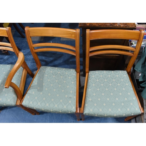 515 - A Set of Six Modern Ladder Back Dining Chairs with reeded Front Supports to include Two Carvers