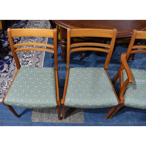 515 - A Set of Six Modern Ladder Back Dining Chairs with reeded Front Supports to include Two Carvers