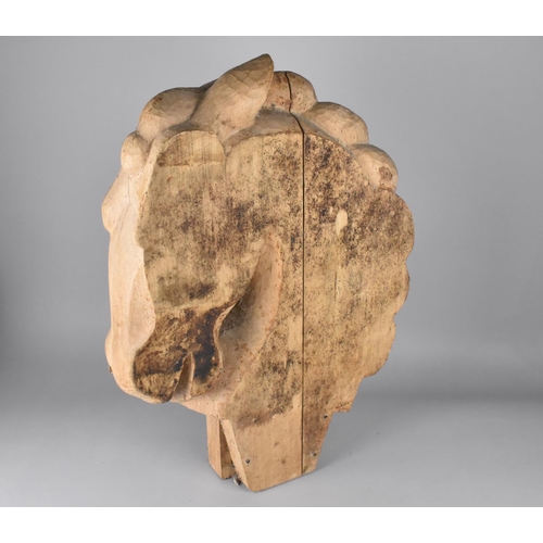 53 - An Unfinished Carved Wooden Horses Head, 58cms High, Wormed