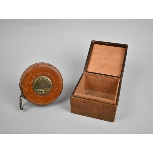 56 - A Vintage Chesterman Leather Cased Tape Measure together with a Leather Cased Cigarette Box