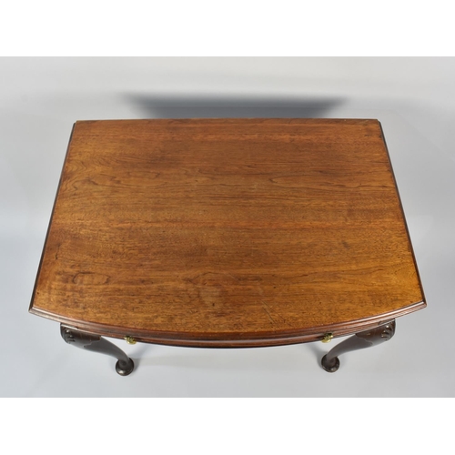 63 - A Mahogany Side Table on Shell Moulded Cabriole Supports Having Single Long Drawer, 76x48x51.5cms Hi... 