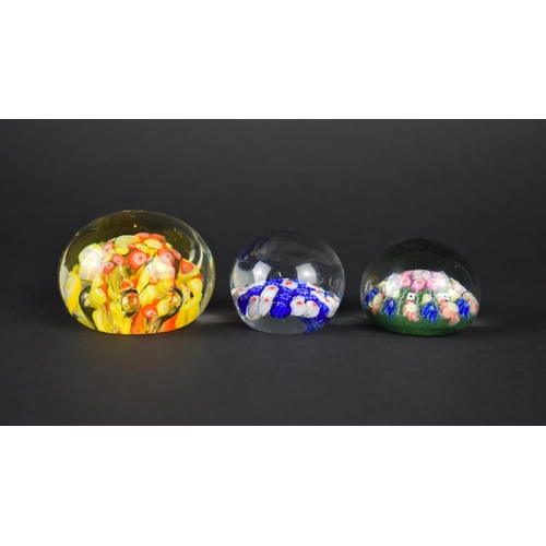 65 - Three Millefiori Glass Paperweights, Tallest 7.5cms High