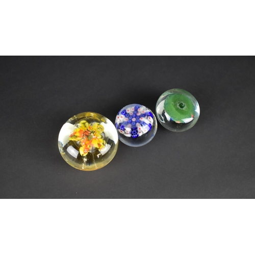 65 - Three Millefiori Glass Paperweights, Tallest 7.5cms High