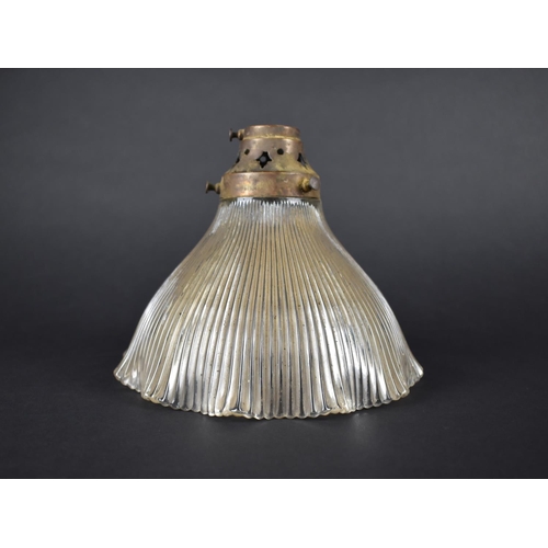 73 - An Early 20th Century Glass Shade of Reeded Form, 15cms High, 19cms Diameter