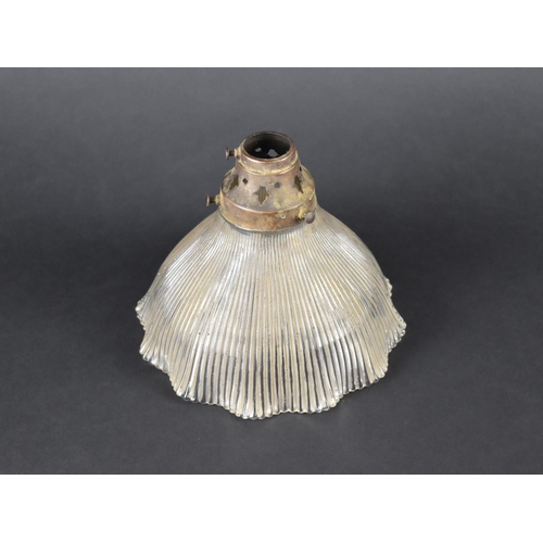 73 - An Early 20th Century Glass Shade of Reeded Form, 15cms High, 19cms Diameter