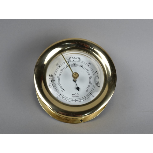 85 - A Reproduction Brass Cased Bulk Head Barometer by FCT Precision, 11.5cms Diameter