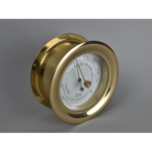 85 - A Reproduction Brass Cased Bulk Head Barometer by FCT Precision, 11.5cms Diameter