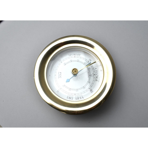 85 - A Reproduction Brass Cased Bulk Head Barometer by FCT Precision, 11.5cms Diameter