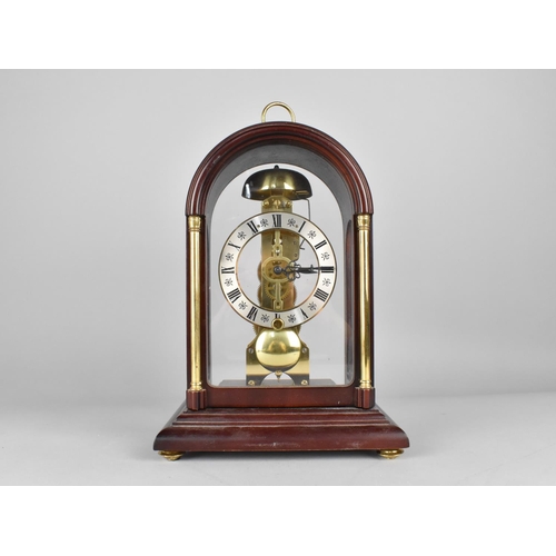 88 - A Hermle Mahogany Cased Skeleton Type Time Piece with Silvered Roman Chapter, Brass Movement, No 791... 