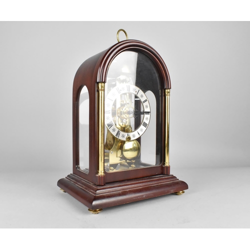 88 - A Hermle Mahogany Cased Skeleton Type Time Piece with Silvered Roman Chapter, Brass Movement, No 791... 