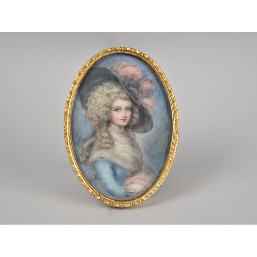 89 - A Hand Painted Easel Backed Miniature of Maiden in Bonnet together with a Smaller Example, Both on C... 