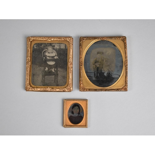 90 - A Collection of Various Gilt Metal Framed Daguerreotypes together with a Framed 19th Century Silhoue... 