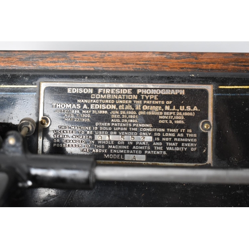 95 - An Early 20th Century Edison Fireside Combination Type Phonograph, Serial Number 91552, with Trumpet... 