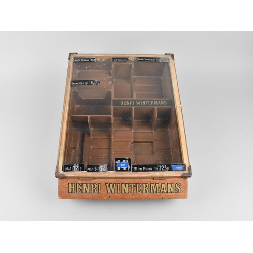 98 - A Vintage Henri Wintermans Oak Shop Cigar Display Case with Glazed Top and Fitted Interior, 27x37x9c... 