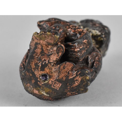 49 - A Small Cold Painted Bronze Study of a Seated Chimpanzee, After Bergman, Stamped to Base, 6.5cms Hig... 