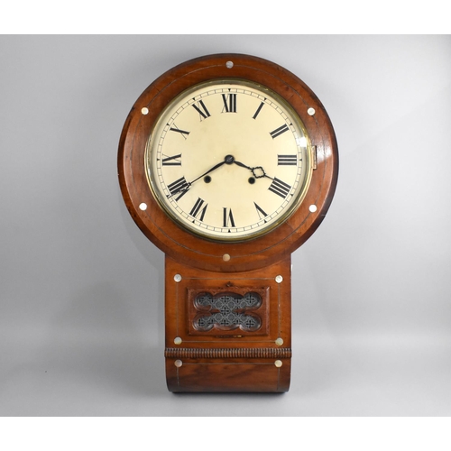 517 - A Late Victorian Drop Dial Wall Clock in need of Some Attention and Missing Pendulum having Mother o... 