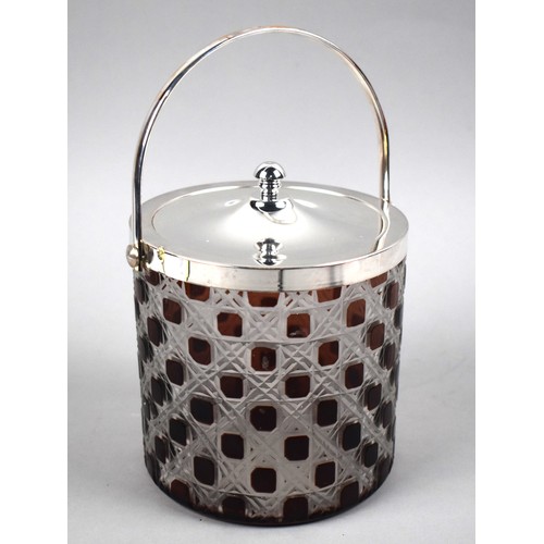 72 - A Reproduction Silver Plate and Overlaid Glass Ice Bucket