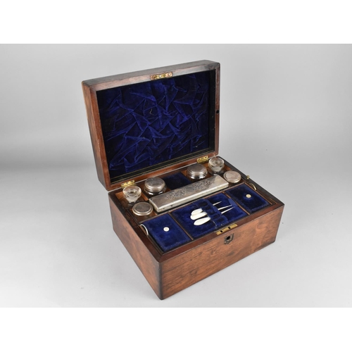 1 - A 19th Century Rosewood Ladies Travelling Case having Hinged Lid to Fitted Interior with Removable T... 