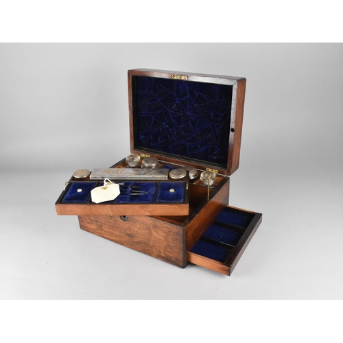 1 - A 19th Century Rosewood Ladies Travelling Case having Hinged Lid to Fitted Interior with Removable T... 