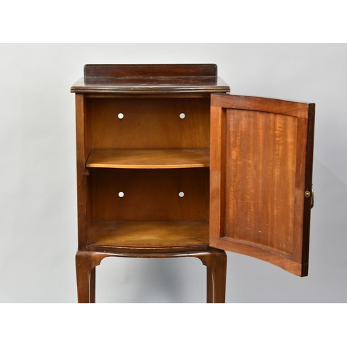 128 - An Edwardian Serpentine Front Mahogany Bedside Cabinet, Galleried Back, 38cms Wide