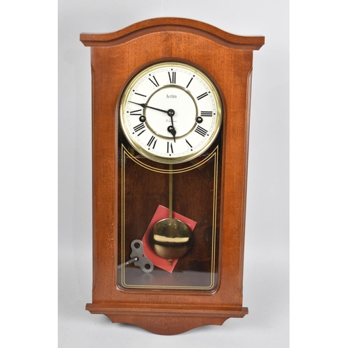 129 - A Modern Mahogany Framed Westminster Chime Wall Clock by Acctim, 47cms High