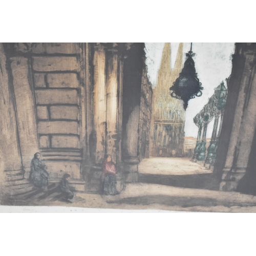 253 - A Large Framed Coloured Engraving, Vienna, 59x75cms