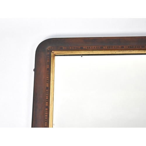 255 - A Late Victorian/Edwardian Inlaid Overmantel Mirror, 84cms Wide