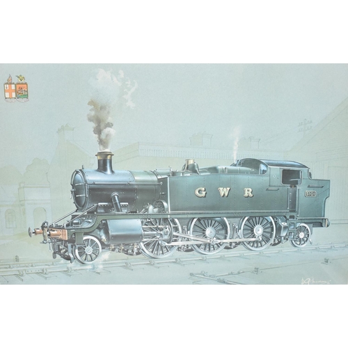 256 - A Set of Four Framed Prints of British Railway Locomotives, Each 56x35cms