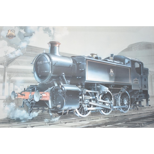 256 - A Set of Four Framed Prints of British Railway Locomotives, Each 56x35cms