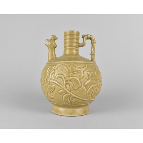 269 - A Chinese Celadon Ewer the Body Decorated with Incised Foliage Design and Having Zoomorphic Spout, 1... 