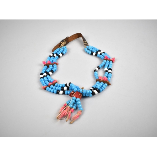 278 - A Vintage Tribal Bead Necklace with Leather Strap Clasp