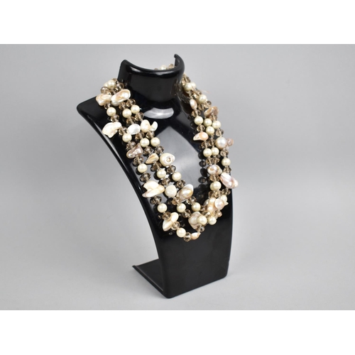 283 - A Shell, Faux Pearl and Faceted Cut Stone Necklace