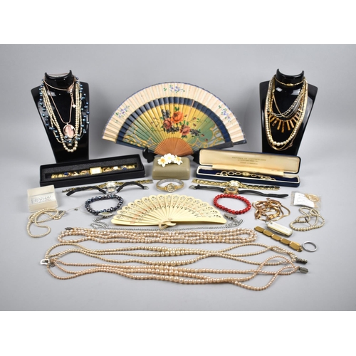 290 - A Collection of Various Costume Jewellery to Comprise Wrist Watches, Pearl Necklaces, Bead Necklaces... 