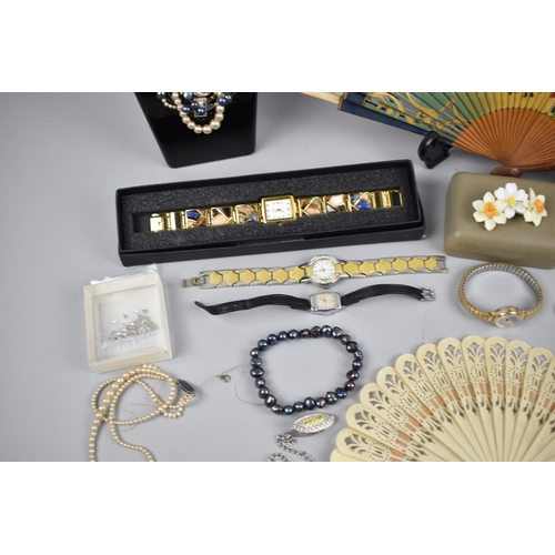 290 - A Collection of Various Costume Jewellery to Comprise Wrist Watches, Pearl Necklaces, Bead Necklaces... 