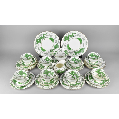 299 - A Chelsea China Green Dragon Pattern Tea Set to Comprise Eight Cups, Eleven Saucers, Twelve Side Pla... 