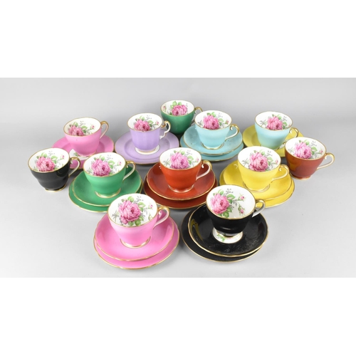 313 - An Adderley Harlequin Rose Decorated Tea Set